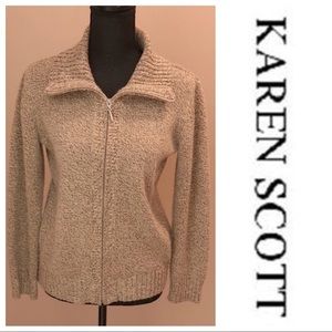 Tan zip up sweater Karen Scott